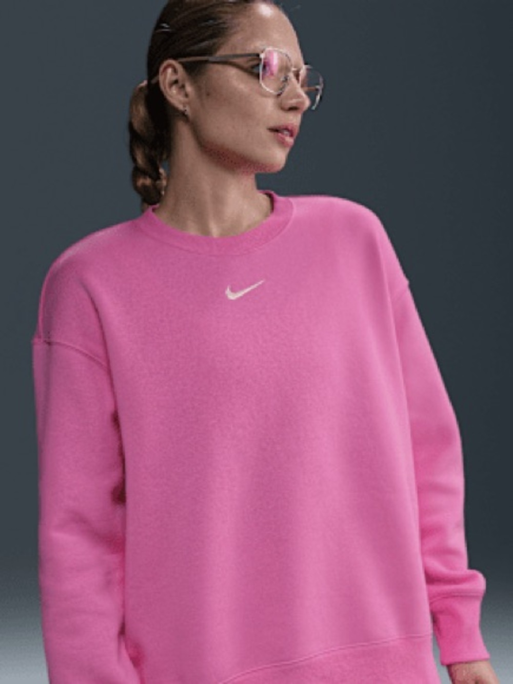 Nike Hot Pink Crewneck Sweatshirt with White Swoosh